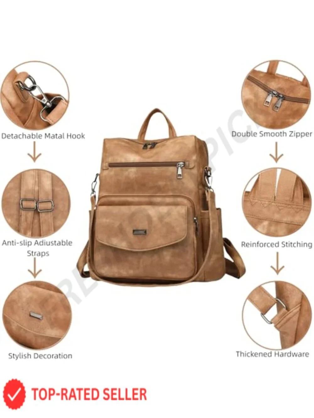 Women Leather Backpack Purse Convertible Vegan Travel Handbag Laptop
